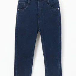 Babyhug Cotton Full Length Denim Jeans - Dark Blue image 1
