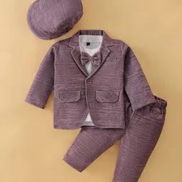 Robo Fry Full Sleeves Blazer with T-Shirt &Trouser Set with Cap & Bow- Pink-picture-10