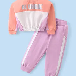 Babyhug Terry Knit Full Sleeves Top & Pants Set With Text Print - Pink & White-picture-17