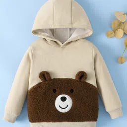 Mark & Mia Full Sleeves Hooded Sweatshirt With Teddy Bear Patch - Beige-picture-28