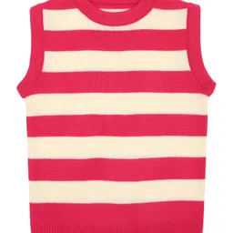 Elefantino Knit Sleeveless Striped Vest - Magenta & White-picture-22