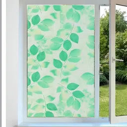 INDIAN ROYALS Green Leaves Printed Self-Adhesive Window Sticker-image-3