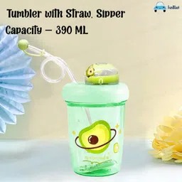 FunBlast Cute Avocado Theme Tumbler with Lid and Straw  390 ml image 2