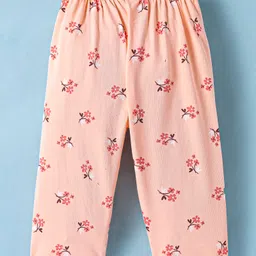 Tango Single Jersey Knit Full Length Lounge Pant With Floral Print - Peach image 2