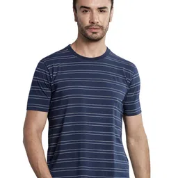 BE POSITIVE Men Striped Round Neck Slim Fit Cotton T-shirt-image-64