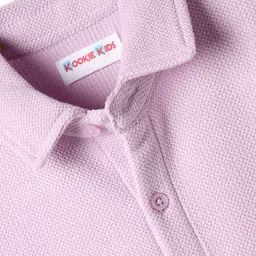 kookie kids india Kookie Kids Knit Half Sleeves Solid Resort Collar Shirt - Lavender image 3