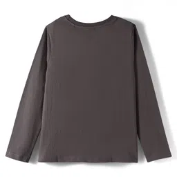 Primo Gino Cotton Knit Full Sleeves Night Suit With Eiffel Tower Print - Charcoal Grey & Pink image 3