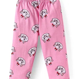 Babyhug Disney Interlock Knit Full Sleeves Night Suit With Aristocats Marie Graphics - Pink image 4