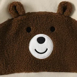 Mark & Mia Full Sleeves Hooded Sweatshirt With Teddy Bear Patch - Beige image 4