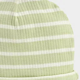 Mi Arcus  100% Cotton Pack Of 2 Solid & Striped Caps  - Green & Cream image 5