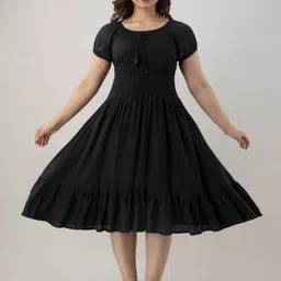 BHUMI CREATION Puff Sleeve Fit & Flare Dress-image-33