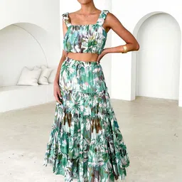 JC Mode Printed Square Neck Top & Skirt Co-Ords-picture-18