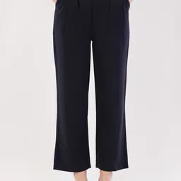 HIGH BUY Women Solid Relaxed High-Rise Pleated Trousers-image-88