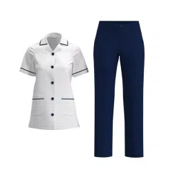 Numode Nursing Staff Scrub Uniform Poly Viscose Navy & White Half Sleeve for Women Size S, NM10023-image-7