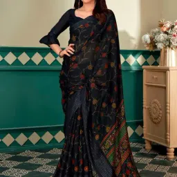 Saree Mall Black Silk Printed Saree With Unstitched Blouse-image-27
