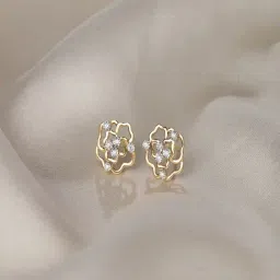 Mia by Tanishq Blooming Radiance 14k Gold & Diamond Stud Earrings-image-14