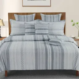 Swayam Blue Cotton Blend Abstract Double Bed Sheets 2 Pillow Covers-image-16