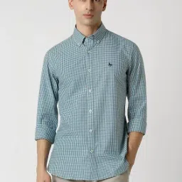 Van Heusen Sport Blue Cotton Slim Fit Checks Shirt-picture-15