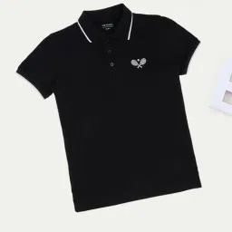 Pantaloons Junior Boys Jet Black Embroidery Polo T-Shirt-picture-47