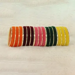 ZULKA Set OF 160 Non Precious Metal and Base Metal Velvet Finished Premium Bangle image 3