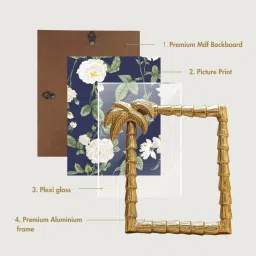 BEHOMA Home Collection Gold Metal Coastal Tropical Gold Palm Tree Frame - Set of 2 image 5