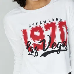 Ginger by Lifestyle White Graphic Print Crop T-Shirt image 5