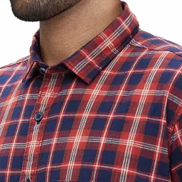 Colorplus Red Tailored Fit Checks Shirt image 5