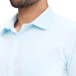 Park Avenue Blue Slim Fit Checks Shirt image 5