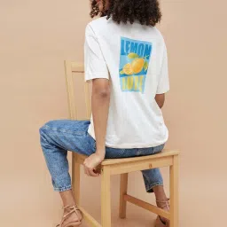 Fame Forever By Lifestyle White Cotton Regular Fit Printed T-Shirt image 5