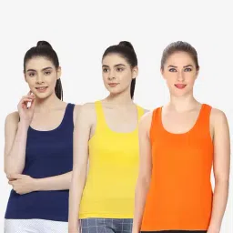 Friskers Multicolor Cotton Camisole (Pack Of 3)-picture-24