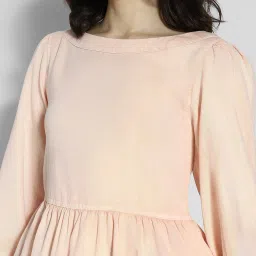 American Eagle Outfitters Peach Cotton Regular Fit A Line Dress image 5