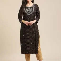 KSUT Black Embroidered Straight Kurta-picture-25