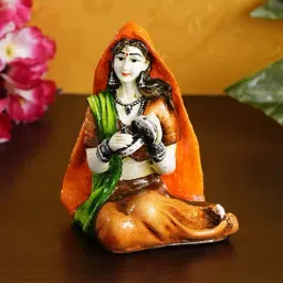 eCraftIndia Colorful Rajasthani Lady Handcrafted Decorative Polyresin Showpiece-picture-19