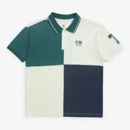 Y&F Kids by Westside Green Colour-Blocked Cotton Polo T-Shirt-picture-35