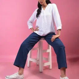 Crimsoune Club White Blended Textured Top image 5