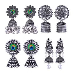 DIVASTRI Peacock Shaped Jhumkas Earrings-picture-33