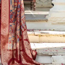 Saree Mall Maroon Viscose Self Saree with Blouse Piece image 5