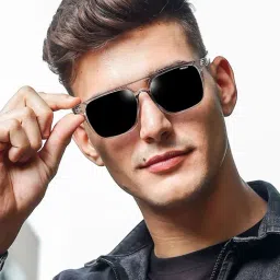 Resist Eyewear Black UV Protection Square Unisex Sunglasses image 3