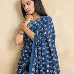 SHANVIKA Blue Pure Cotton Printed Saare image 5