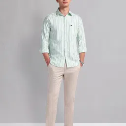 AD by Arvind Green Slim Fit Striped Shirt image 5