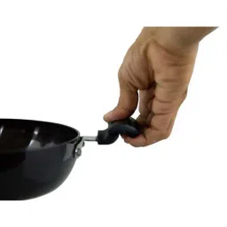 HAZEL 3 mm Hard Anodised Kadai Deep Aluminium Anodized Frying Kadhai, 2700 ml, Black image 2