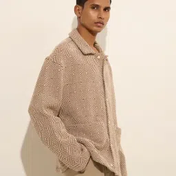 ETA by Westside Brown Geometrical Design Relaxed-Fit Cotton Jacket-picture-18