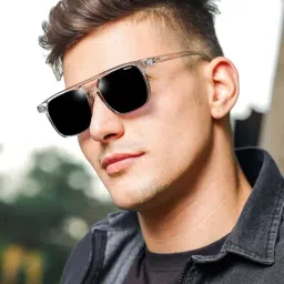 Resist Eyewear Black UV Protection Square Unisex Sunglasses image 2