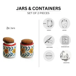 ExclusiveLane White & Brown Ceramic Persian Floral Storage Container - Set of 2 image 5