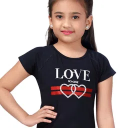 Lei-Chie Girls Typography Printed Raw Edge T-shirt-picture-34