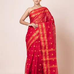 PUKU Woven Design Zari Pure Cotton Saree-picture-21