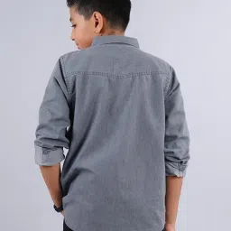 Kiddopanti Kids Grey Solid Full Sleeves Shirt image 2