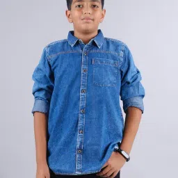 Kiddopanti Kids Blue Solid Full Sleeves Shirt-picture-35