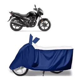 Auto Pearl Two Wheeler Cover for Honda CB Unicorn - White, Blue-picture-15