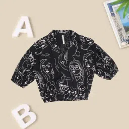 Pantaloons Junior Girls Jet Black Printed Top-picture-17